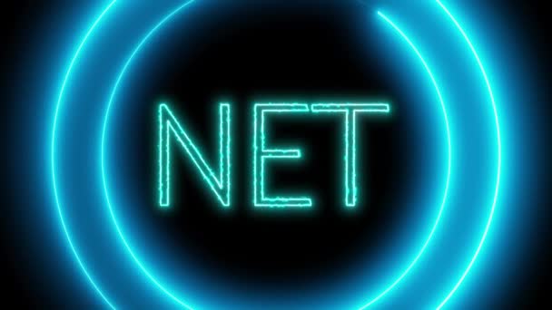 Neon Zářící Slovo Síť Kruhem Animované Pozadí — Stock video