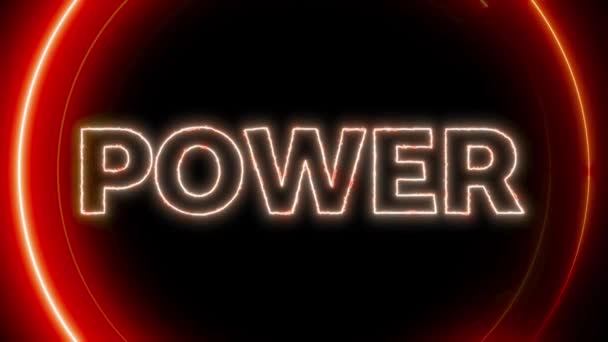 Neon Jel Szót Power Izzó Piros Animált Sötét Háttér — Stock videók