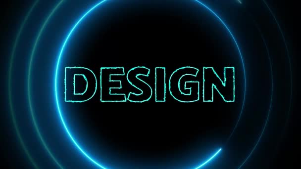 Animált Neon Kék Körök Szó Design Világít Sötét Háttér — Stock videók