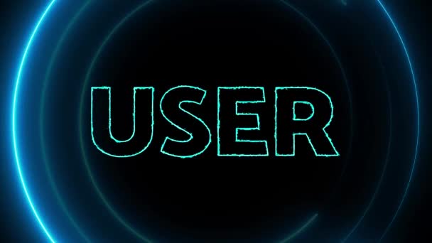 Gebruikerstekst Met Neon Gloeiende Cirkel Geanimeerd Een Donkere Achtergrond — Stockvideo