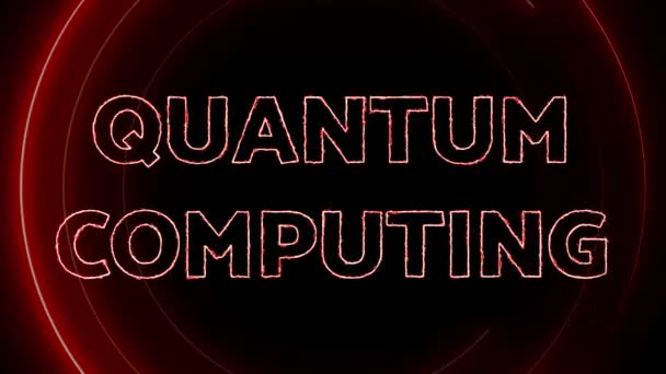 Quantum Computing Νέον Σημάδι Κινουμένων Σχεδίων Σκοτεινό Φόντο — Αρχείο Βίντεο