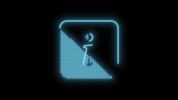 Icono Información Azul Neón Animado Sobre Fondo Oscuro — Vídeos de Stock