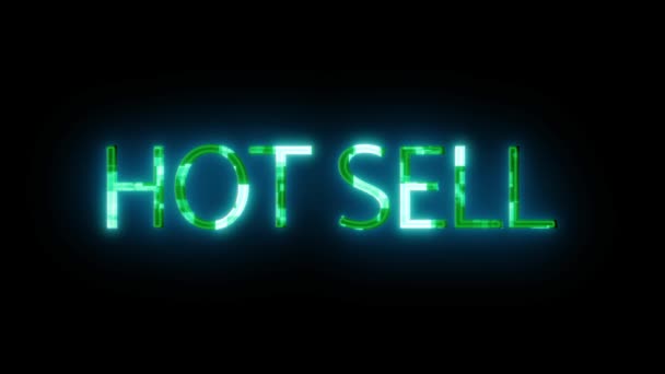 Neon Ditandai Dengan Kata Kata Hot Sell Yang Bersinar Dalam — Stok Video