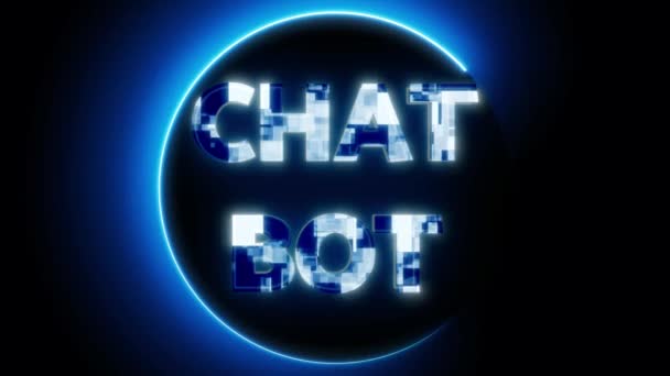 Πινακίδα Νέον Τις Λέξεις Chat Bot Φωτίζεται Μπλε Κινουμένων Σχεδίων — Αρχείο Βίντεο