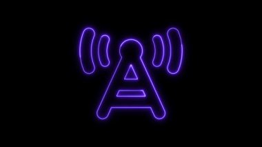 Kablosuz ağ sembolünün neon mor işareti koyu bir arkaplanı canlandırdı.