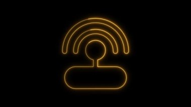 Siyah arkaplan üzerinde bir kişi silueti ve sinyal dalgaları olan neon sarı podcast simgesi.