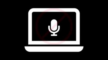 Bilgisayarlı ekranda kapatılmış bir mikrofonun simgesi, mikrofonu sembolize ediyor ya da ses girdisi yok.