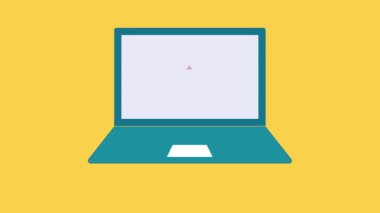 Sarı arkaplanda tehlikeli metin içeren dizüstü bilgisayar.