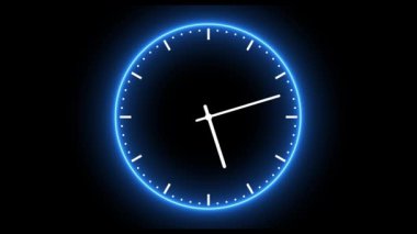 Siyah arkaplanda neon parlayan saat simgesi canlandırıldı.