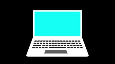 Ekranda E- posta Simgesi olan dizüstü bilgisayar siyah bir arkaplanda canlandırıldı.