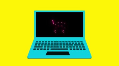 Dizüstü bilgisayardaki Neon Alışveriş Aracı sarı bir arkaplanı canlandırdı.