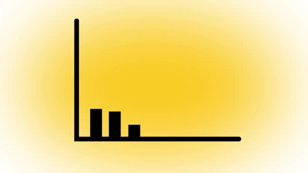 Jednoduchý Sloupcový Graf Zvětšujícími Pruhy Animovaný Žlutém Pozadí Přechodu — Stock video