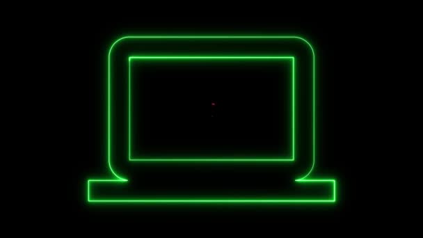Laptop Tela Pergunta Cantar Animado Fundo Preto — Vídeo de Stock