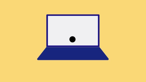 Laptop Mit Symbol Animiert Auf Gelbem Hintergrund — Stockvideo