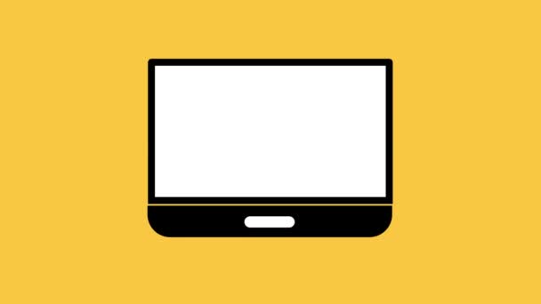 Laptop Tick Mark Icon Animated Yellow Background — Stock Video