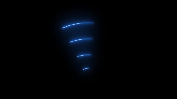 Neon Mavi Kablosuz Sembolü Koyu Bir Arkaplanı Canlandırdı — Stok video