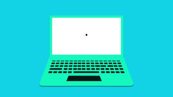 Laptop Med Anmälan Bell Ikonen Animerad Färgstark Bakgrund — Stockvideo