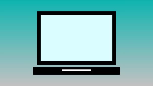 Acesso Tela Laptop Negado Animado Fundo Colorido — Vídeo de Stock