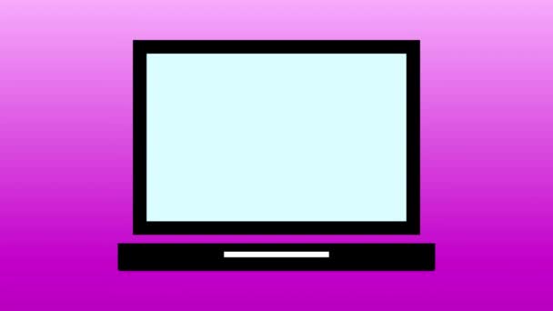 Άρνηση Πρόσβασης Οθόνη Φορητού Υπολογιστή Κινουμένων Σχεδίων Πολύχρωμο Φόντο — Αρχείο Βίντεο