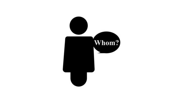 Person Speech Bubble Saying Whom Animated White Background — Stock Video
