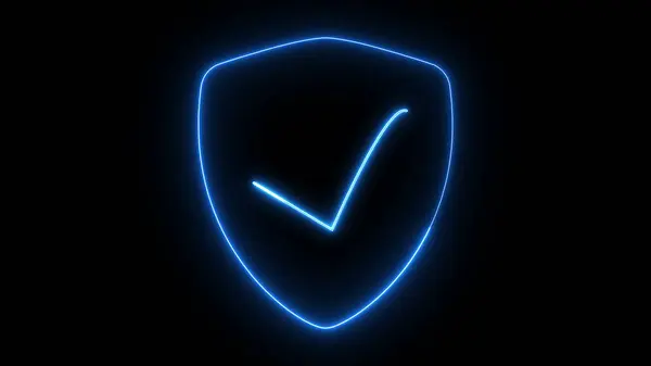 Siyah arkaplandaki neon parlayan kene işareti simgesi.