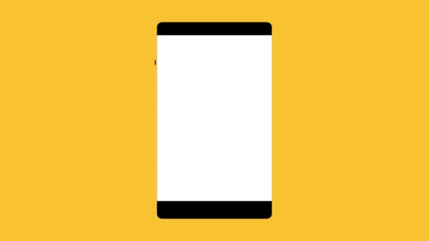 Smartphone Displaying Warning Sign Word Danger Its Screen Animated Yellow — Stock videók
