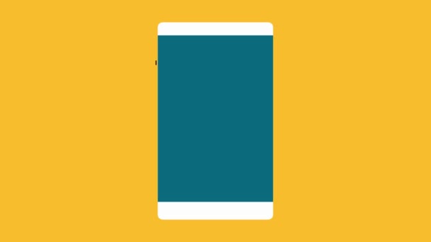 Telefone Inteligente Com Ícone Mapa Animado Fundo Amarelo — Vídeo de Stock