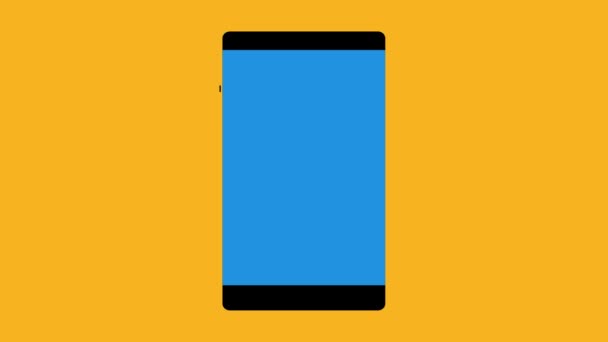 Telefone Inteligente Com Ícone Bloqueio Animado Fundo Amarelo — Vídeo de Stock