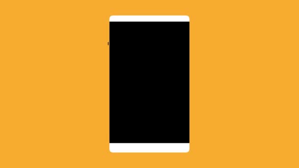 Telefone Inteligente Com Ícone Chamada Animado Fundo Amarelo — Vídeo de Stock