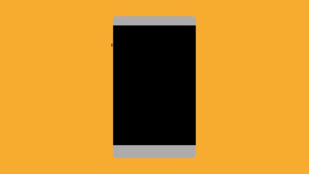 Inteligentní Telefon Ikonou Zprávy Animovaný Žlutém Pozadí — Stock video