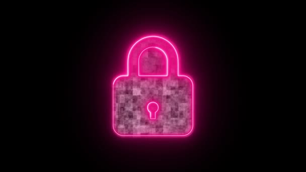 Neon Pink Digital Digital Lock Bergerak Layar Latar Belakang Cyber — Stok Video
