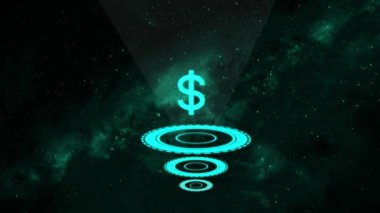 Parlayan bir dolar renkli bir arkaplanda şarkı söylüyor..