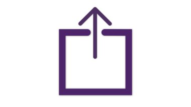 Üst taraftan yukarıya doğru bakan bir okun olduğu mor bir kare simgesi paylaşım sembolünü temsil ediyor..