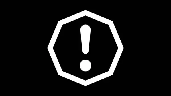 stock image A white exclamation mark inside a white octagon on a black background, resembling a warning or alert symbol.