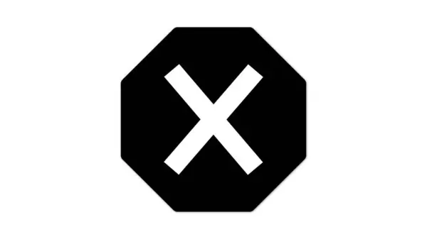 Stock image A black octagonal shape with a white 'X' in the center, set against a white background.