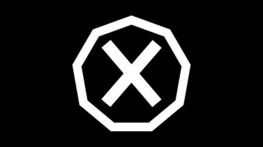 Siyah arka planda beyaz bir sekizgenin içinde beyaz bir 'X' sembolü..