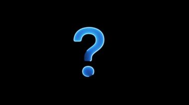 Siyah bir arkaplanda parlayan mavi bir soru işareti.