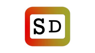 Üzerinde beyaz bir dikdörtgenin ortasında kalın siyah yazı tipi olan 'SD' harfleri olan bir logo. Dikdörtgen, soldan sağa doğru kırmızıdan yeşile geçiş yapan eğimli bir kenarla çevrilidir..