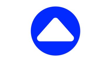 Siyah bir arkaplan üzerinde beyaz bir kare sınırları içinde yukarı doğru bir üçgen..