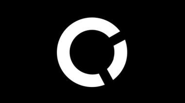 Sağ üst kısımda kırık olan dairesel şekilli minimalist siyah beyaz logo..