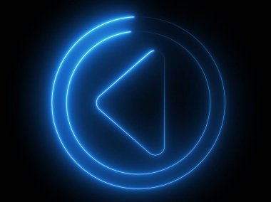 Siyah arkaplanda parlayan neon geri sarma simgesi