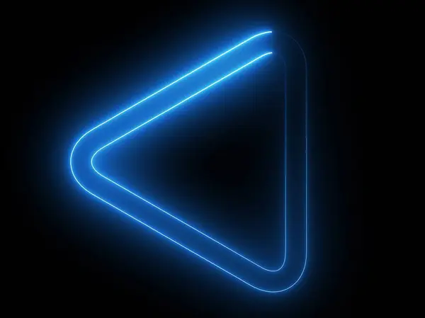 Siyah arkaplanda parlayan mavi neon üçgen bir şekil.