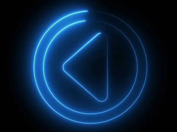 Siyah arkaplanda parlayan neon geri sarma simgesi