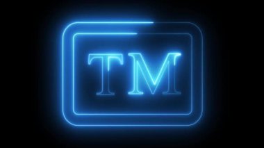 Siyah arkaplan üzerinde TM canlandırması ile parlayan neon.