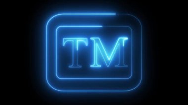 Siyah arkaplan üzerinde TM canlandırması ile parlayan neon.