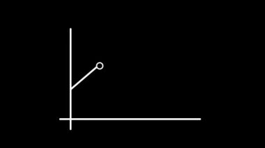 Siyah zemin üzerinde beyaz çizgiler ve noktalar olan bir minimalist çizgi grafiği, yukarı doğru eğilimi gösterir.