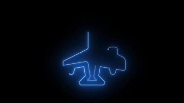 Siyah arka planda parlayan mavi neon bir uçak çizgisi..
