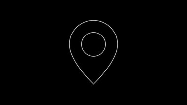 Siyah arkaplanda minimalist beyaz konum simgesi.