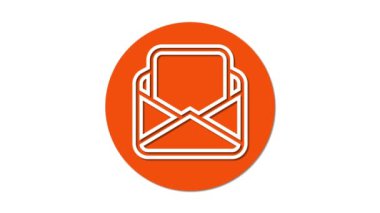 İçinde turuncu bir arkaplan olan açık bir zarfın simgesi..