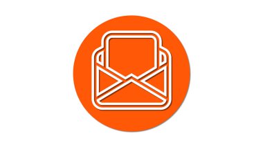 İçinde turuncu bir arkaplan olan açık bir zarfın simgesi..